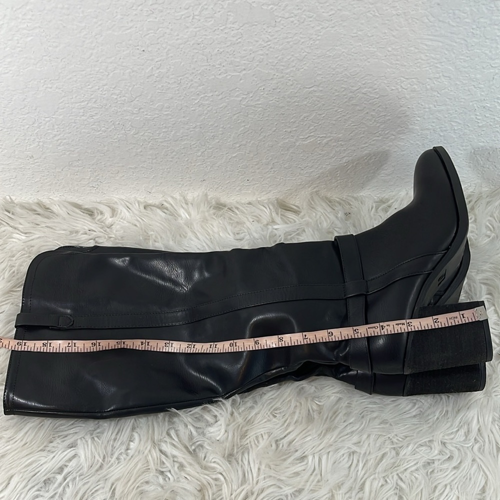 MIA 'Hamilton' Faux Leather Black Block Heeled Knee High Boots Sz 8.5 NEW - Picture 14 of 16